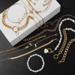 IFKM 6 PACK (24 PCS) Boho Gold Chain Bracelets Set for Women Girls, 14K Gold Plated Multiple Layered Stackable Open Cuff Wrap Bangle Adjustable Link Italian Cuban Jewelry for Women Girls Gift… - Image 8